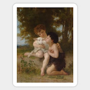 Les Enfants a L'Agneau by William-Adolphe Bouguereau Sticker